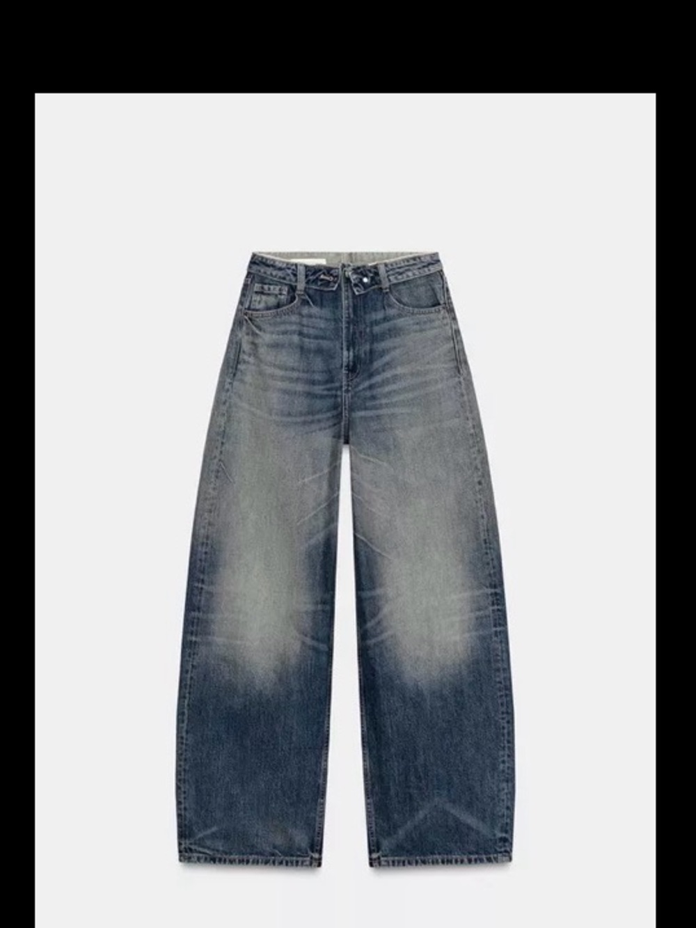Zara TRF Mid Rise folded waist jeans in Blue - Picture 6 of 6